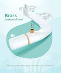 Ultra Slim Bidet Attachment For Toilet With Dual Nozzles For Feminine And Posterior Wash No Electric Sprayer Adjustable Water Pressure Easy Install Bamboo And White Finish showing brass inlet