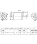 Technical diagram of D3548 Beefy Brushless Outrunner Motor 790KV 900KV 1100KV with specifications and dimensions.