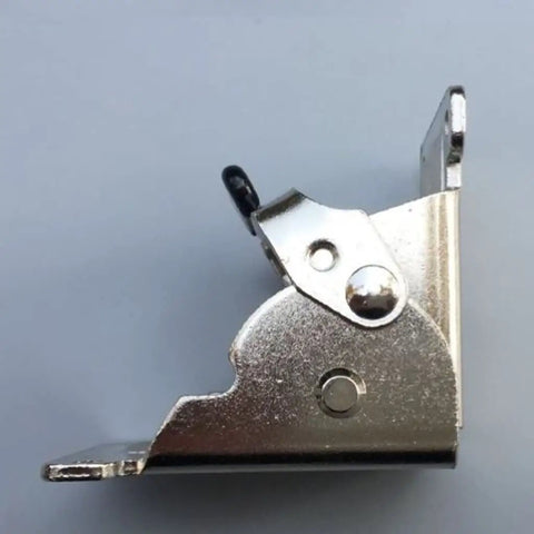 Four Pack Of No Wiggle Self Locking Folding Hinges For Coffee Tables And Chair Legs Lock Tight Pivot Design Sure Grip Heavy Duty Silver Metal Furniture Hardware Kit side view of hinge showing locking mechanism.