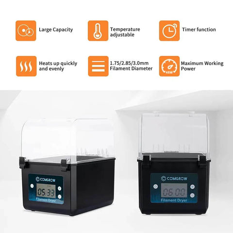 Upgraded Filament Dryer Box for 3D Printing Large Capacity Dehydrator for 2kg Spools Fits 1.75mm and 2.85mm Filaments