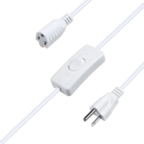 Long Indoor Extension Cord With Switch On Off 3 Prong 18 AWG 6.56 Foot Length NEMA 5-15P To NEMA 5-15R SVT Wire White 125V 3A