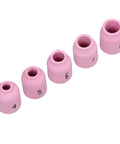 Pro Grade 37 Piece TIG Welding Gas Lens Kit For WP 9 20 25 Torches with alumina nozzles numbered 4 to 8.