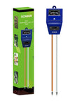 3 In 1 Soil Moisture Light And PH Tester For Garden And Lawn Easy No Fuss Plant Care Tool displayed with packaging