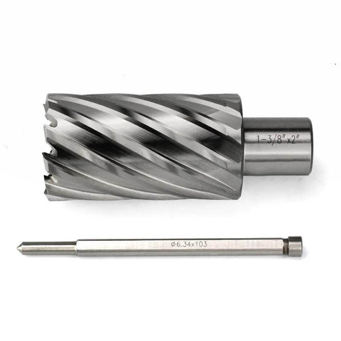 Two-piece annular cutter set with Weldon shank and pilot bit; 3/4 in cutting diameter for magnetic drill presses.