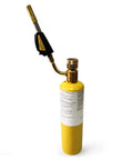 Swivel Head Torch For Soldering And Brazing With Self Lighting Ignition on yellow MAP Pro gas cylinder