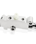 Universal Disc Drum Brake Proportioning Valve with Smooth Stopping Power for Heavy Duty Rides angled view showing ports and chrome finish