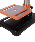 Compact tilting worktable of the Powerful 8-Inch Benchtop Drill Press With Laser Precision Positioning for Wood and Metal.