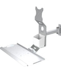 Heavy Duty Wall Mounted Monitor Mount With Foldable Keyboard Tray Slick Ergonomic Desk Rig showing metal bracket and shelf.