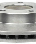 Raybestos 680025R disc brake rotor, vented steel rotor with center hub and bolt holes, front view