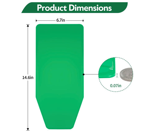 Dimensions of Foldable Silicone Oil Drain Funnel With Aluminum Plate, 14.6x6.7 inches, thickness 0.07 inches, labeled dimensions.