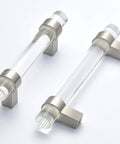 Two crystal glass drawer pulls from 10 pack cabinet handles for kitchen and dresser brushed nickel 3 inch hole center