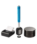 Slick Portable Digital Durometer And Impact Hardness Tester With Wireless Print Function For Steel Iron Bronze Copper showing blue handle, display, and printer.