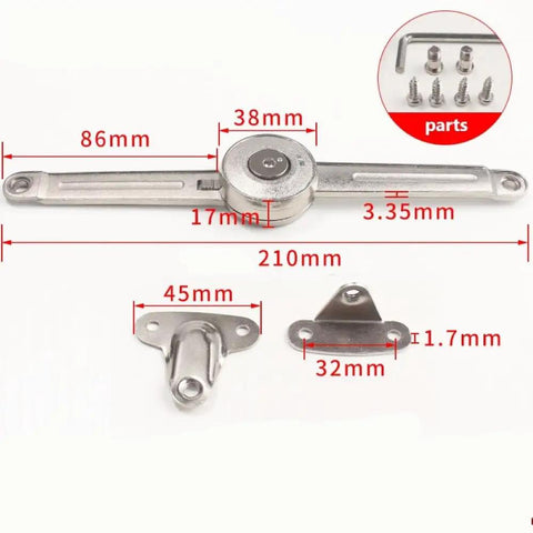 Heavy Duty Cabinet Door Lift Support Hinges With Damper Holds Up To 20 Kg Adjustable 75 90 110 Degrees Opening Angles Includes Hex Key 2 Pack.