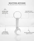 EDC Ready Zinc Alloy Multitool Keychain With Bottle Opener Ultra Compact Silver Pocket Tool for Everyday Carry and Quick Access