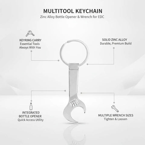 EDC Ready Zinc Alloy Multitool Keychain With Bottle Opener Ultra Compact Silver Pocket Tool for Everyday Carry and Quick Access