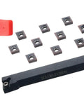 Heavy Duty Lathe Tool Holder SCLCR1212H09 With Ten CCMT09T304 Carbide Inserts Wrench Included Ready To Roll For Finishing And Roughing Jobs Precise Tolerance Keeping Machining Smooth And Efficient, black steel holder, inserts and wrench