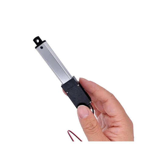 Pro Grade 30Mm DC 12V Micro Electric Linear Actuator With A No Hassle Slick Motor Controller, held in a hand.