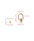 4 Pcs Dope Gold D Rings For Purses Rotatable 360 Degree Metal Hardware with size dimensions and measurements shown