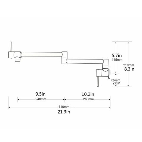 Pot Filler Folding Faucet Wall Mount Solid Brass With Swing Arm Brushed Gold Finish Stretchable Kitchen Sink Faucet For Single Hole Install Two Handle Modern Design Space Saving And Durable