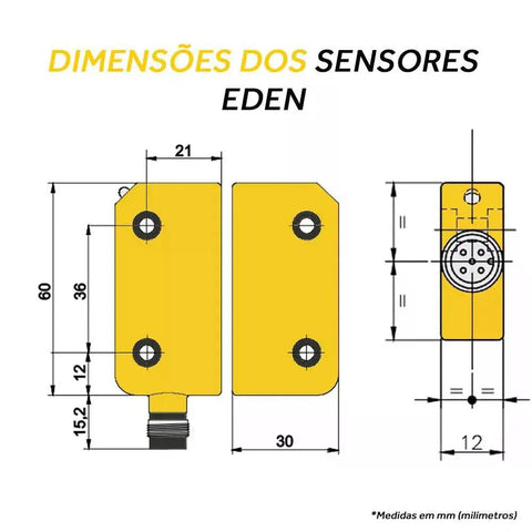 Diagram of 2TLA020051R5400 Adam Safety Sensor With OSSD Signals and M12 Connector IP69K dimensions in millimeters