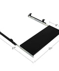 Heavy Duty Under Desk Keyboard Tray With Slick Slide Out Mouse Pad Shelf, Solid 16 Gauge Steel Frame, Matte Black Finish, 27 inch size.
