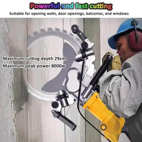 Premium Heavy Duty Electric Concrete Circular Saw Delivering Water Fed Dust Suppression And High Speed Ring Blade For Knockout Granite Cuts And Wall Chasing Projects With Durable Carry Case with 29cm depth.