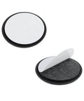 Heavy Duty Self Stick Furniture Sliders Round Two Inch Pads For Hardwood Floors No Sweat Setup, showing black plastic slider with release liner.