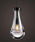 Raindrop Glass Pendant Lights In Modern Black Finish For Kitchen Island And Dining Room Chandelier Style Light Fixture With Included Bulb