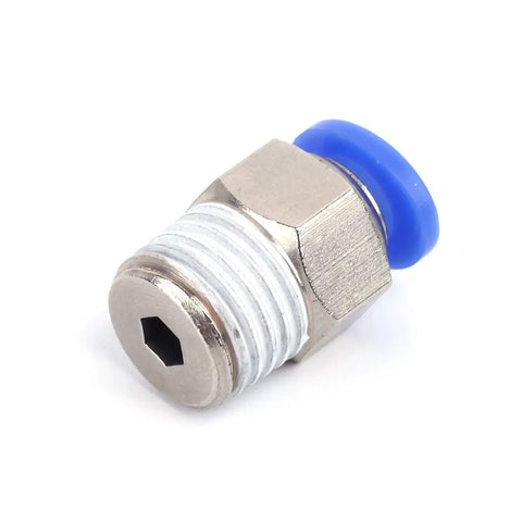 One Quarter Inch Tube OD To One Quarter Inch NPT Male Straight Push To Connect Pneumatic Fittings Nickel Plated Brass Quick Connect