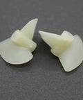 White Nylon 2 Blade RC Boat Propellers, 22mm Diameter, 10 Pairs For 2mm Shaft, Includes CW And CCW Props, close-up view