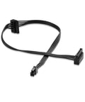 ATX Mini 4 Pin To Dual SATA 15 Pin Adapter Extension Cable For Mechanical HDDs SSDs And Optical Drives Seventeen Point Nine Inch Length, black 20AWG flat cable