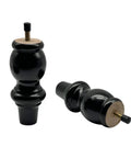 Four Piece 15 Cm Black Wood Furniture Legs For Cabinets Dressers Sofas - Mid Century Turned Round Style, Easy Install