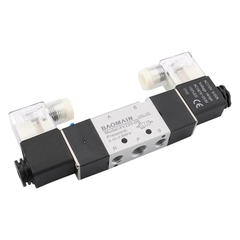 Industrial Pneumatic Solenoid Air Valve 110VAC Five Way Two Position Double Coil Pilot Operated Model 4V220-08 with PT Ports