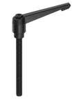 Pro Grade Shop Staple M10 Adjustable Knob Handle With 100mm Male Thread And Push Button Ratchet Lock Quick Release Clamping Lever For Workshop Lathes Tough Daily Grind In Black, displaying the knob handle with threaded post.