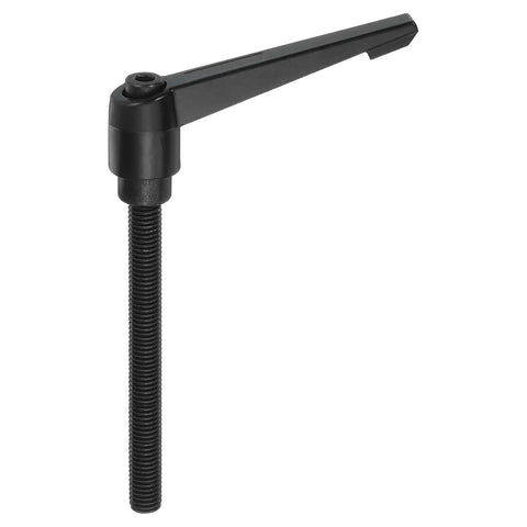 Pro Grade Shop Staple M10 Adjustable Knob Handle With 100mm Male Thread And Push Button Ratchet Lock Quick Release Clamping Lever For Workshop Lathes Tough Daily Grind In Black, displaying the knob handle with threaded post.