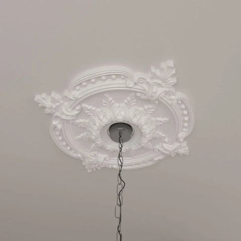 Classic Ceiling Medallion With 28 3 8 Inch Outside Diameter And 3 3 4 Inch Inside Diameter And Six And A Half Inch Canopy