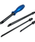 5 Piece Wire Insertion Tool Set With Smooth Angled Tubes For Tight Spaces No Fuss Cable Loom Kit With Screwdriver Handle Attachment For Directing Wires Through Obstacles Without Damaging Sheath, blue handle