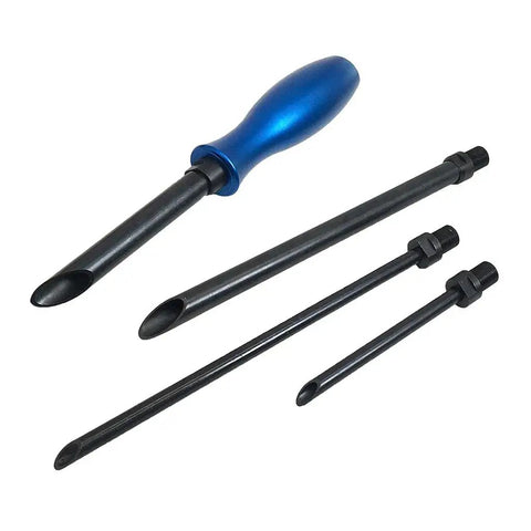 5 Piece Wire Insertion Tool Set With Smooth Angled Tubes For Tight Spaces No Fuss Cable Loom Kit With Screwdriver Handle Attachment For Directing Wires Through Obstacles Without Damaging Sheath, blue handle