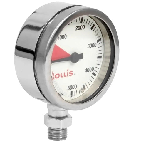 Metal Pressure Gauge Module 0 To 5000 PSI With Bourdon Tube Luminescent Faceplate Viton O Rings Oxygen Clean Chrome Plated Brass Housing