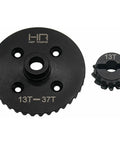 37T 13T Beefed Up Steel Helical Diff Ring And Pinion Set For Tra Maxx RC Cars showing precision machined gears