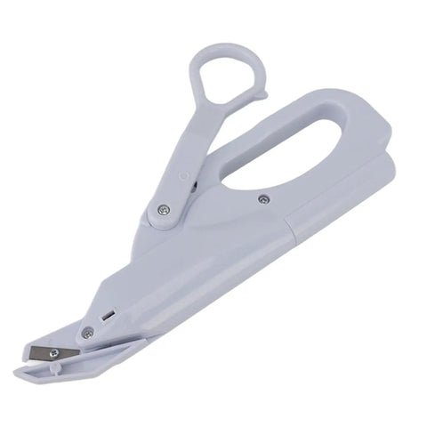 Effortless Cutting Magic With These Mini Battery Operated Electric Scissors That Auto Slice Fabric And Paper With Ease For Home DIY Jobs Light ergonomic design in gray.
