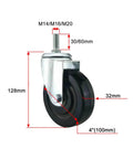 Heavy Duty Quiet Caster Wheels With Brakes Rubber Swivel Castors For Carts Workbenches And Furniture Threaded Stem M M M