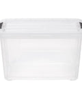32 Quart Clear Plastic Storage Bins With Easy Snap Lids Stackable Home Organization Totes For Closet Bedroom Garage, view from front