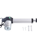 Heavy Duty Electric Linear Actuator With a Beefy 24V DC Motor and Smooth 150mm Stroke showing sturdy alloy casing and installation parts.