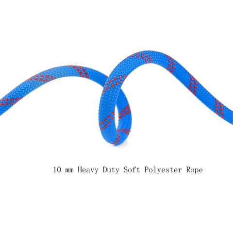 Heavy Duty Static Utility Rope 10mm x 65 Feet Polyester Tow Line Tough As Nails For Rigging Tree Work Hunting Gym Fitness Beast Mode Pulling Strap Solid Blue