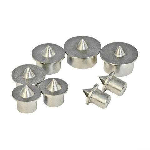 Eight Piece Dowel Center Pin Set For Woodworking With 6mm 8mm 10mm And 12mm Hollow Drill Bit Markers in chrome plated steel