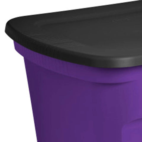 Top Shelf 18 Gallon Storage Totes With Lids, Stackable Plastic Bins For Heavy Duty Organizing, Snap Tight Fit And Built In Grip Handles, Purple Bulk Pack Of 24 For Closet Hauls And Home Organization Setup