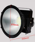 High Output Rechargeable Led Floodlight For Outdoor Job Sites Hardened Aluminum Housing Ip66 Waterproof Work Lamp side view showing dimensions 370mm x 350mm.