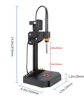 Vertical heat-set insert press with 90W soldering iron, M2–M8 tips, and 30 brass threaded inserts