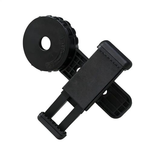 Universal Binocular Phone Adapter With 360-Degree Rotation And Clip Lock High-Strength Clamp Fits 16-50mm Eyepieces angled view
